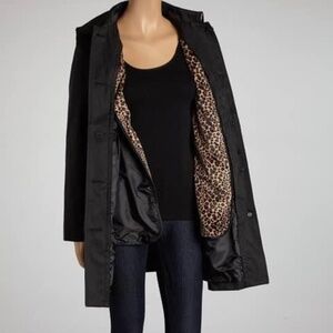 Betsey Johnson raincoat trench with detachable hood and liner